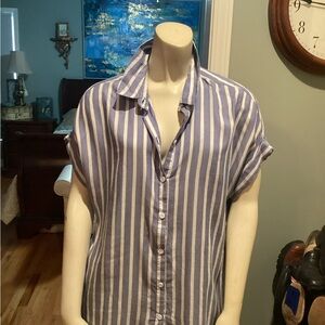 Beachlunchlounge Blue and White Striped Casual Shirt